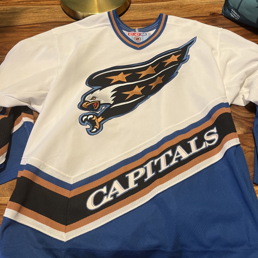Washington Capitals CCM Center Ice Authentic Jersey NHL MIC White Blue Size 52
